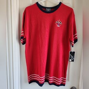 NWT Southern Lady Vintage Embroidered Nautical Short Sleeve Knit Top Size M